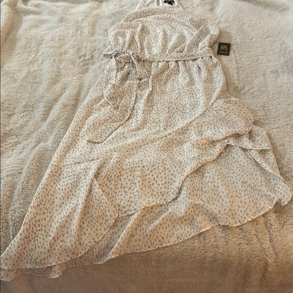 Express White and Gray Ruffled Tiered Sundress